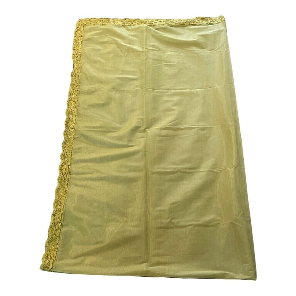 Green Sheer Lace Edge Vintage Green Victorian Boho Tablecloth Oblong 103x62 MCM